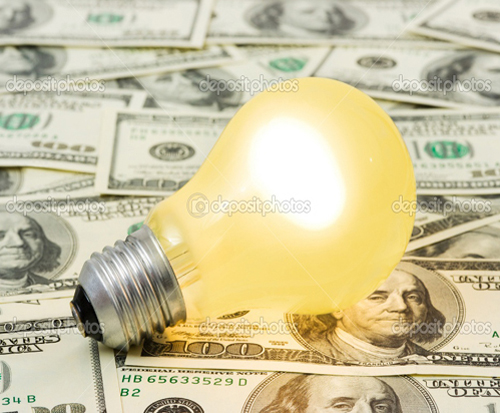 depositphotos 4172453-Lighting-lamp-on-money-background